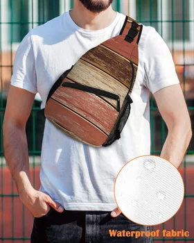 Rustic Retro Wood Grain Texture Red Chest Bag for Men Casual Sports Shoulder Bag Moteriškas kelioninis neperšlampamas pasiuntinio krepšys