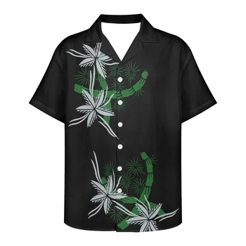 Samoa Traditional Loose Fashion Vyriški marškiniai 2023 m. vasara Naujo dizaino drabužiai trumpomis rankovėmis Naujo dizaino V kaklo vyriški marškiniai