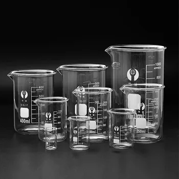 Skirtingi rinkiniai Laboratorinis karščiui atsparus matavimo puodelis Borosilikatinis stiklas Chemija Stiklo stiklinės Matavimas
