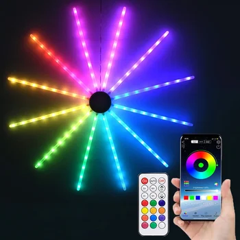Smart RGB fejerverkų šviesos programos valdymas RGB LED starburst šviesa Fėjų fejerverkai 