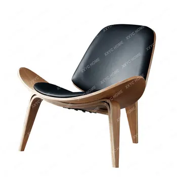 Svetainės kėdės Šiaurės medžio masyvo laisvalaikio kėdė Creative Simple Modern Designer Single Sofa Chair Aircraft Shell Chair