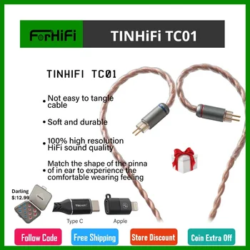 TINHiFi TC01 C tipo USB vieno kristalo vario IEM kabelis