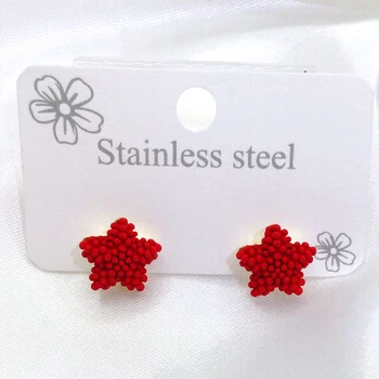 Titanium Steel New Fashion Red stars auskarai, Moterų klasikiniai personalizuoti nerūdijančio plieno auskarai