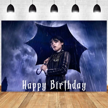 Trečiadienis Addams Fonas Gimtadienio vakarėlio dekoravimas Gotikinė reklamjuostė mergaitei moteriai Nevermore Akademija Foto fono fotografija