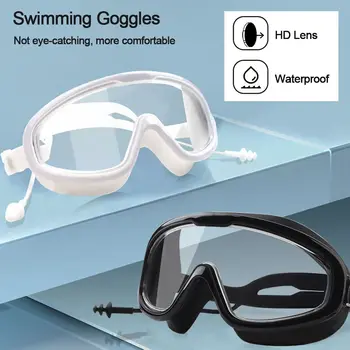 Unisex vandeniui atsparus anti-rūkas Suaugusiųjų jaunimas Didelės raiškos platus vaizdas Maudytis akiniai Plaukimo akiniai Akiniai Akiniai su ausų kištukais