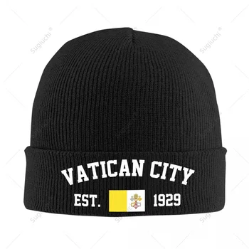 Unisex Vatican City EST.1929 Megzta skrybėlė vyrams Moterys Berniukai Žiemos ruduo Beanie Cap Šiltas variklio dangtis
