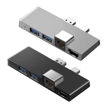 USB3.1 USB-C šakotuvo prijungimo stotis Gen1 4K - suderinamas SD / TF kortelių skaitytuvas RJ45 6In1 keitiklis, skirtas 