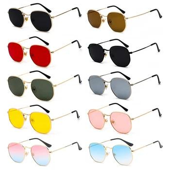 UV400 Vairuojantys akiniai Metalinis rėmelis Maži kvadratiniai akiniai nuo saulės Polygon Veidrodinis lęšis Akiniai nuo saulės vyrams ir moterims Akiniai nuo saulės