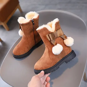 Vaikiški guminiai batai 2 dydžio mados rudens ir žiemos mergaičių sniego batai storu dugnu neslystantys šilti ir mažos mergaitės batų šlepetės