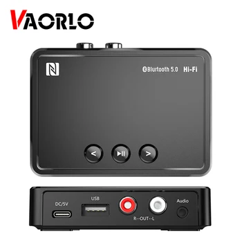 VAORLO Bluetooth 5.0 imtuvas 3.5MM RCA USB Hifi stereofoninė NFC programa IR valdymo belaidis garso adapteris Maža automobilio garsiakalbio delsa