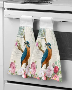 Vintažinės gėlės ir paukščiai Pagal užsakymą nuvalykite rankšluosčius sugeriančius pakabinamus rankšluosčius Namų virtuvės šluostės Indų šluostės Vonios vonios šluostė