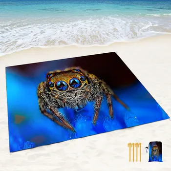 Voras po mikroskopu Smėliui atspari paplūdimio antklodė, Pikniko antklodė Lengvas lauko nešiojamas vandeniui atsparus kilimėlis kelioniniam kempingui
