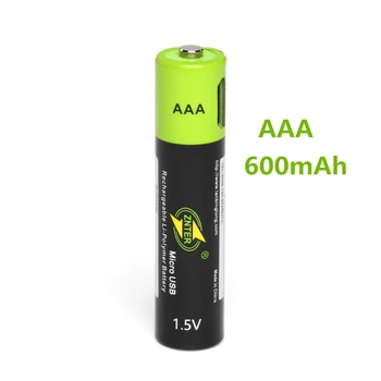 ZNTER 1PCS Mirco USB AAA įkraunama baterija 1.5V 600mAh ličio jonų baterija Žaislinis nuotolinio valdymo pultas Ličio polimerų baterija
