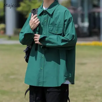 Švarkai Vyrai Gražūs Paprasti visų rungtynių pavasario rudens pleistro kišenės Kieta apversta apykaklė Korėjietiško stiliaus vyriški hipsteriški viršutiniai drabužiai