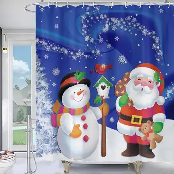 Šventinė dušo užuolaida Šventinės Kalėdų Kalėdų senelio užuolaidos Neperšlampamas minkštas patvarus vonios kambario dekoras švariam įrengimui Šventinis